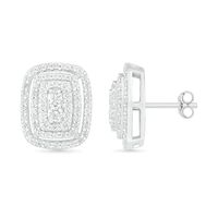 0.95 CT. T.W. Composite Diamond Elongated Cushion Stud Earrings in 10K White Gold|Peoples Jewellers