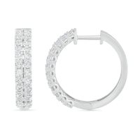 CT. T.W. Diamond Double Row Hoop Earrings in 10K Gold|Peoples Jewellers