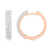 CT. T.W. Diamond Double Row Hoop Earrings in 10K Rose Gold|Peoples Jewellers