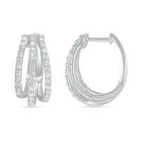 0.95 CT. T.W. Diamond Split Triple Row Hoop Earrings in 10K Gold|Peoples Jewellers