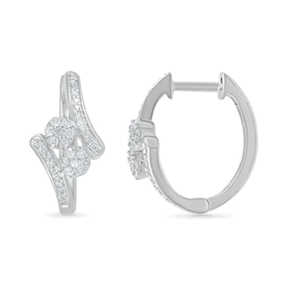 0.23 CT. T.W. Composite Diamond Duo Bypass Hoop Earrings in 10K White Gold|Peoples Jewellers