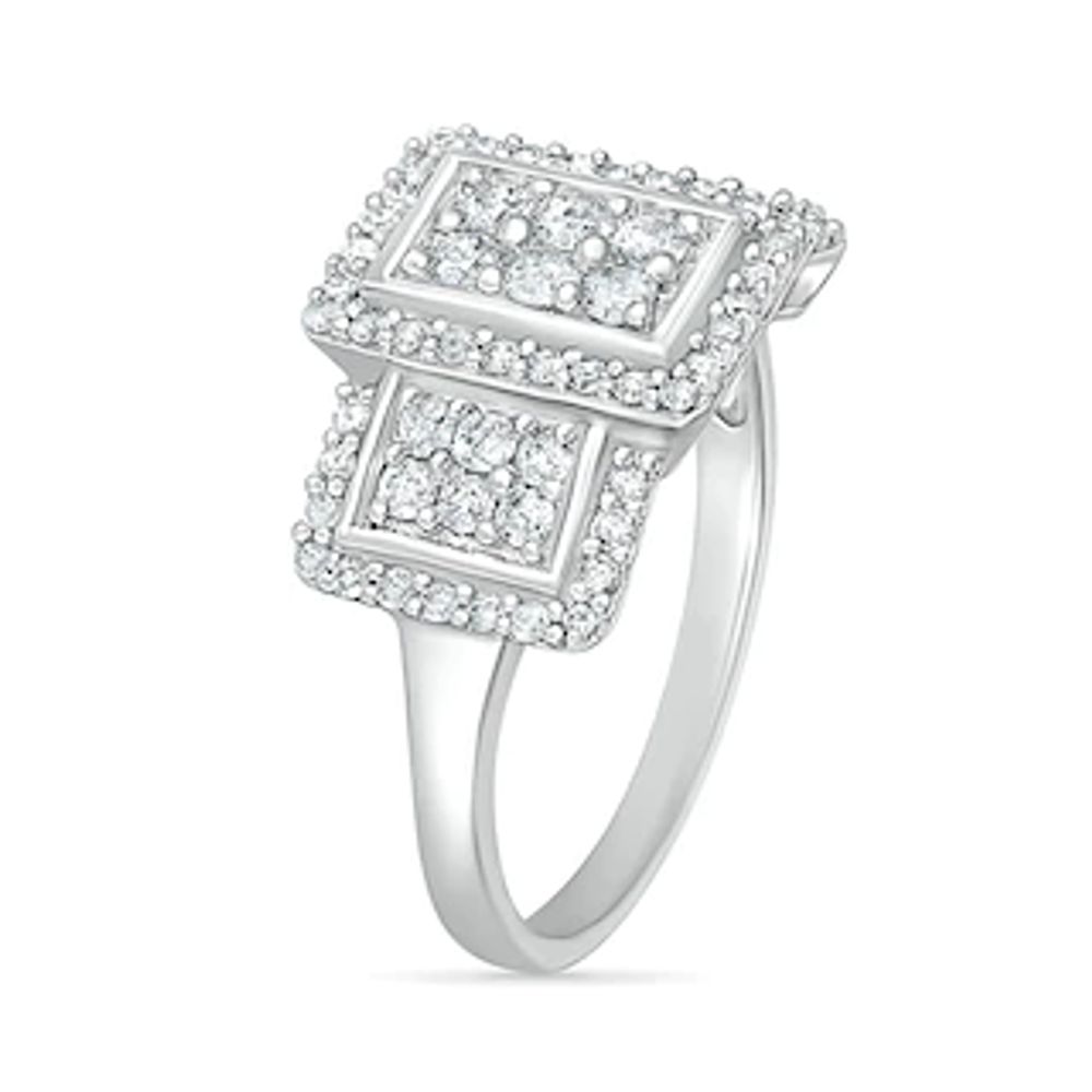 0.69 CT. T.W. Composite Diamond Rectangular Frame Trio Ring in 10K Gold|Peoples Jewellers