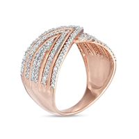 0.45 CT. T.W. Diamond Chevron Pattern Multi-Row Crossover Ring in 10K Rose Gold|Peoples Jewellers