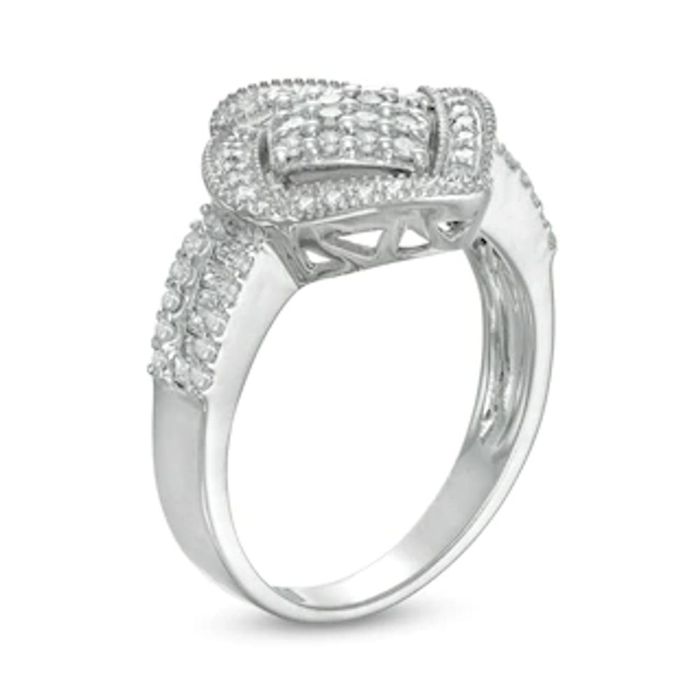 0.45 CT. T.W. Composite Diamond Cushion-Shaped Frame Ring in 10K Gold|Peoples Jewellers