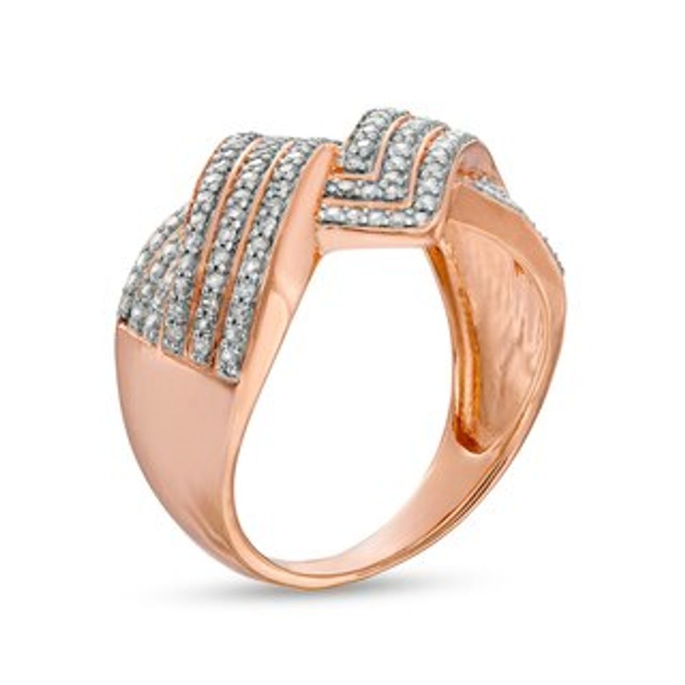 0.45 CT. T.W. Diamond Zig-Zag Crossover Ring in 10K Rose Gold|Peoples Jewellers