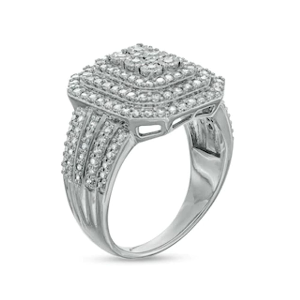 0.95 CT. T.W. Composite Diamond Triple Frame Multi-Row Ring in 10K Gold|Peoples Jewellers