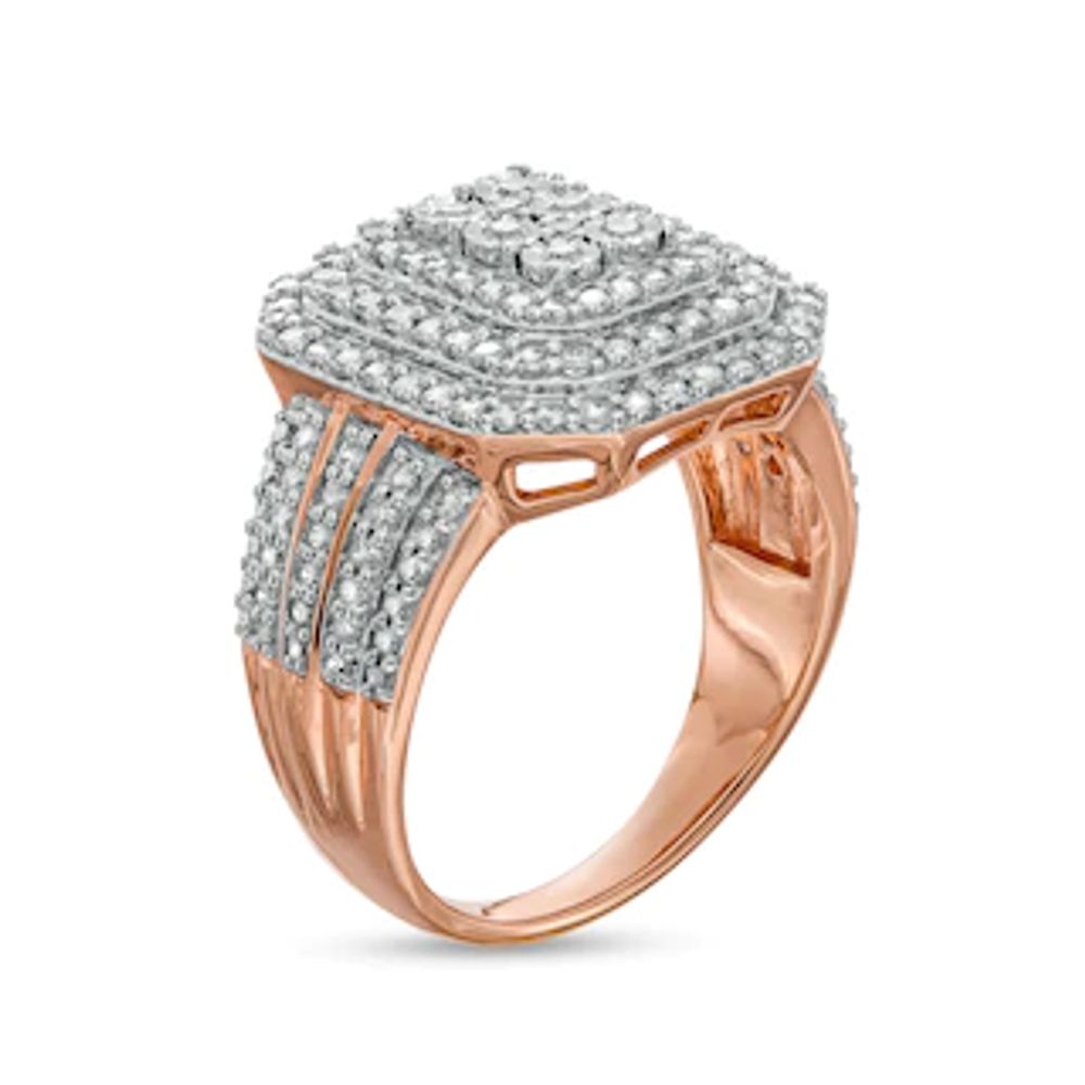 0.95 CT. T.W. Composite Diamond Triple Frame Multi-Row Ring in 10K Rose Gold|Peoples Jewellers