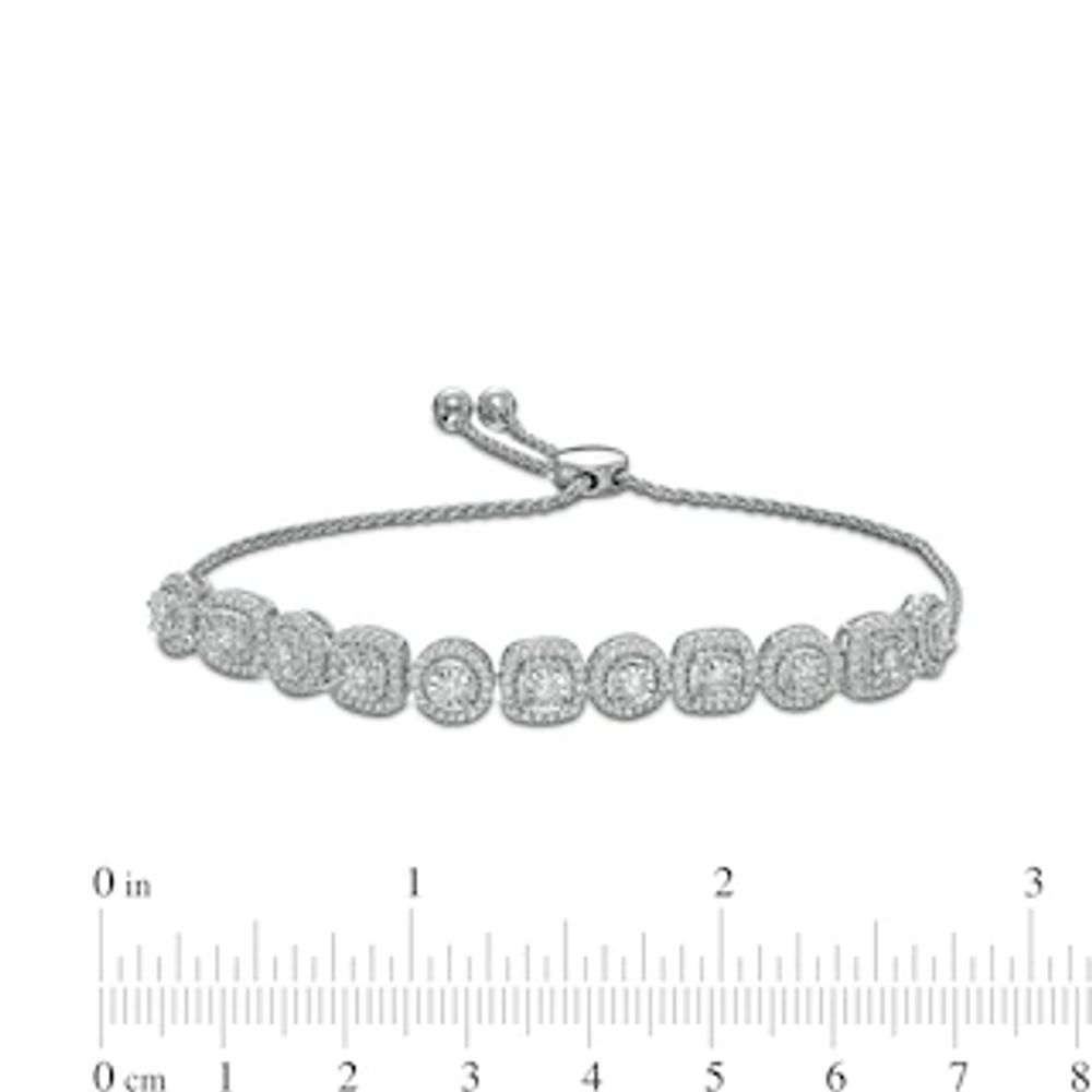 1.00 CT. T.W. Diamond Frame Alternating Bolo Bracelet in Sterling Silver – 9.5"|Peoples Jewellers