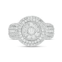 1.00 CT. T.W. Diamond Double Frame Vintage-Style Collar Engagement Ring in 10K White Gold|Peoples Jewellers