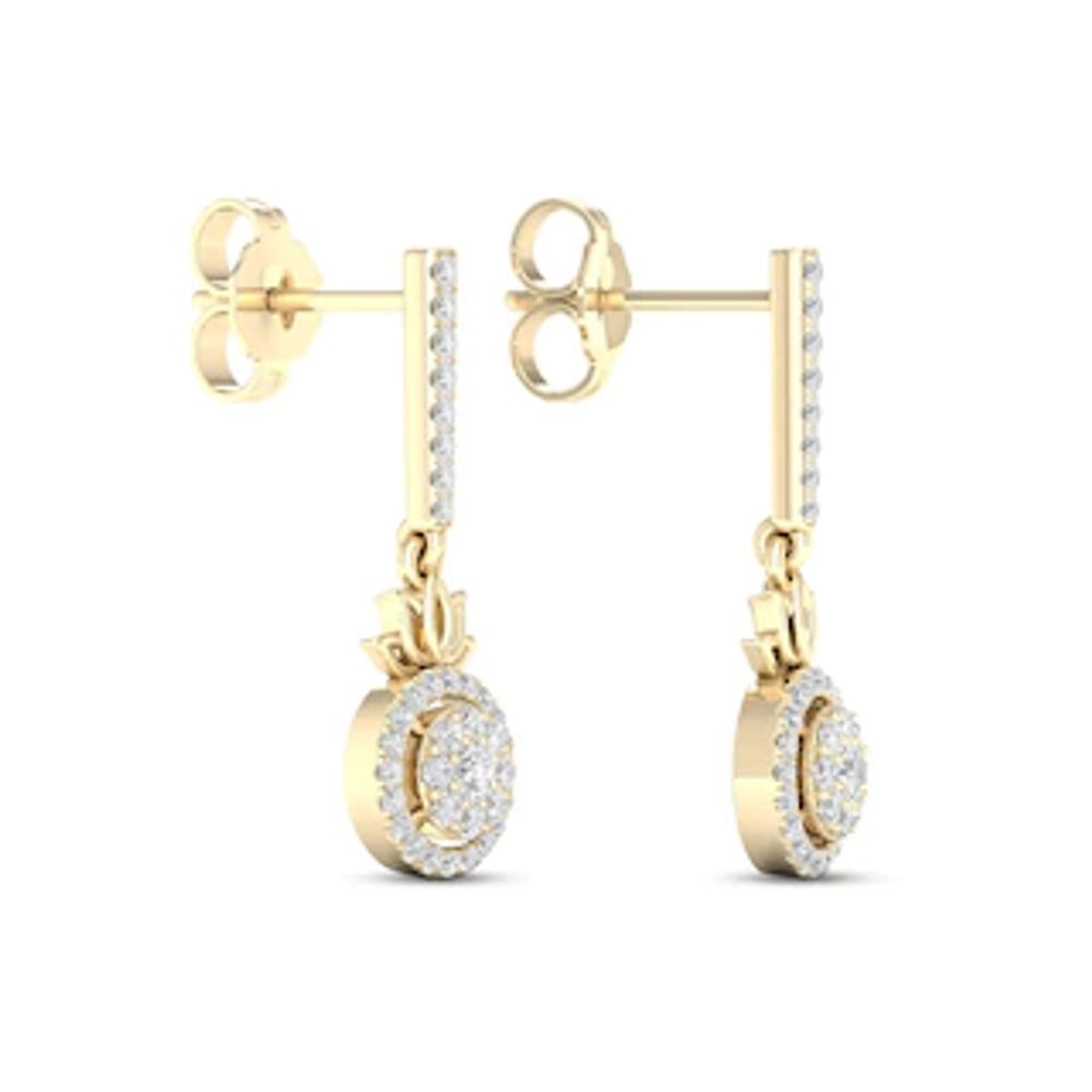 By Women for Women 0.33 CT. T.W. Composite Diamond Frame Lotus Flower Drop Earrings in 10K Gold|Peoples Jewellers