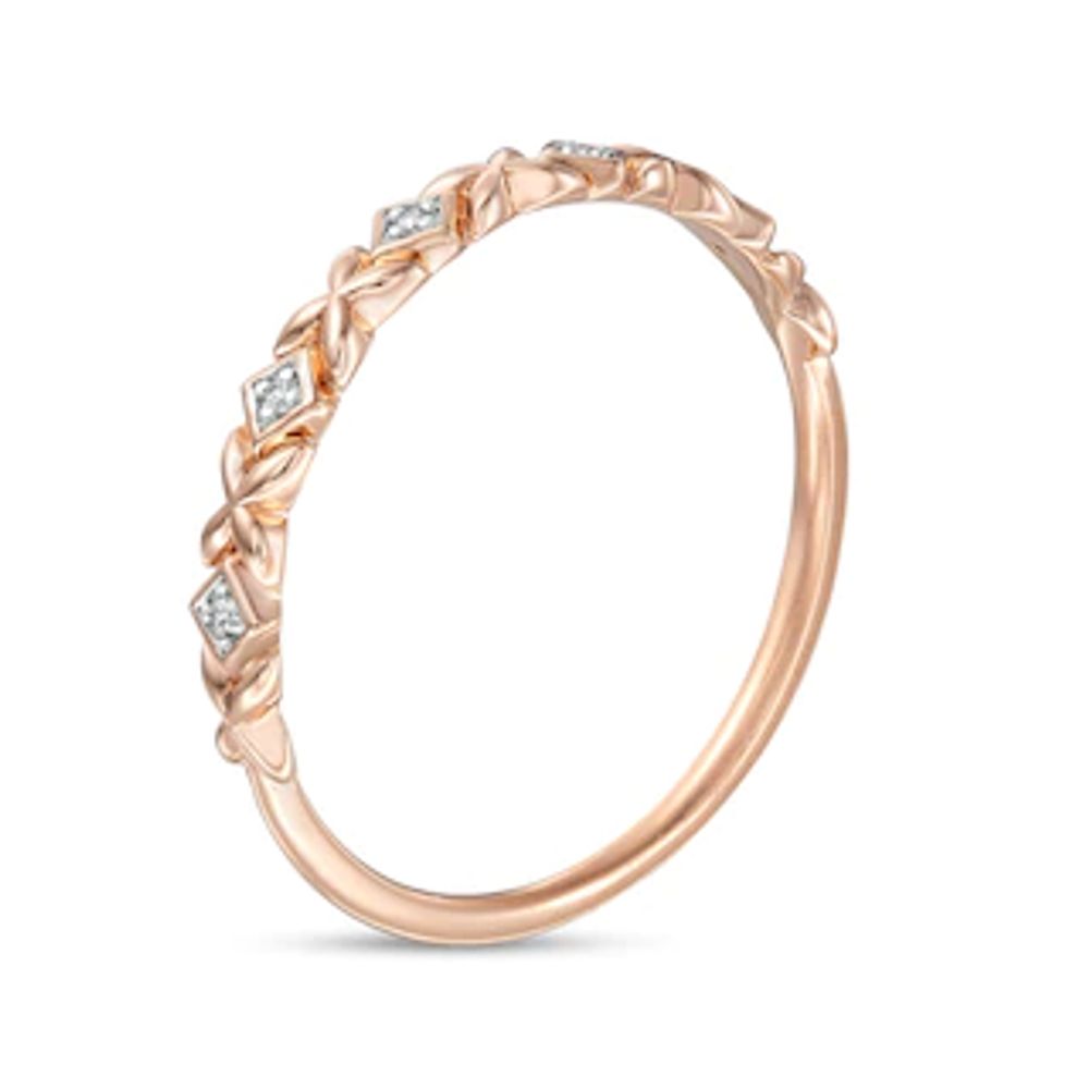 Diamond Accent Alternating Kite Shape and Flower Stackable Band in 10K Rose Gold|Peoples Jewellers