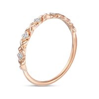 Diamond Accent Alternating Kite Shape and Flower Stackable Band in 10K Rose Gold|Peoples Jewellers