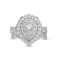 1.37 CT. T.W. Composite Pear-Shaped Diamond Frame Scallop Edge Bridal Set in 10K Gold|Peoples Jewellers