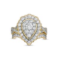 1.37 CT. T.W. Composite Pear-Shaped Diamond Frame Scallop Edge Bridal Set in 10K Gold|Peoples Jewellers