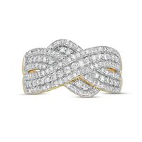 0.58 CT. T.W. Diamond Multi-Row Crossover Anniversary Band in 10K Gold|Peoples Jewellers