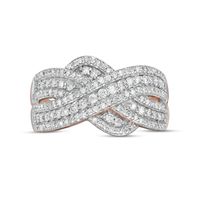 0.58 CT. T.W. Diamond Multi-Row Crossover Anniversary Band in 10K Rose Gold|Peoples Jewellers