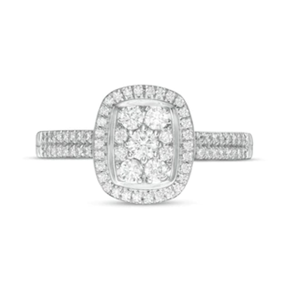 0.45 CT. T.W. Composite Diamond Rectangular Frame Double Row Engagement Ring in 10K Gold|Peoples Jewellers