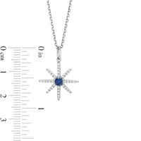 3.5mm Blue and White Lab-Created Sapphire North Star Pendant in Sterling Silver|Peoples Jewellers