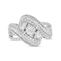 1.00 CT. T.W. Diamond Past Present Future® Bypass Twist Shank Engagement Ring in 10K White Gold|Peoples Jewellers