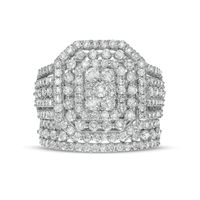 2.18 CT. T.W. Composite Diamond Triple Octagonal Frame Multi-Row Bridal Set in 10K White Gold|Peoples Jewellers