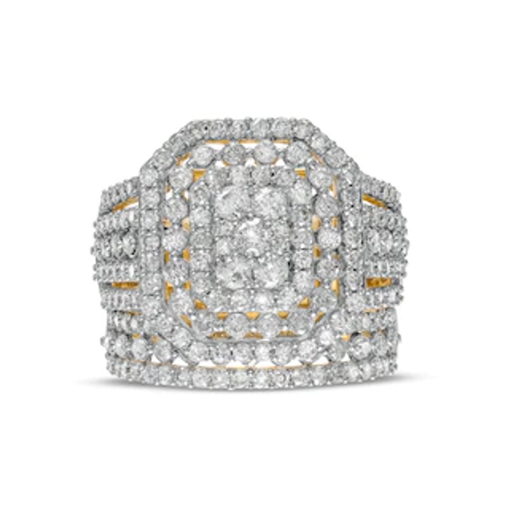 2.18 CT. T.W. Multi-Diamond Triple Octagonal Frame Multi-Row Bridal Set in 10K Gold|Peoples Jewellers