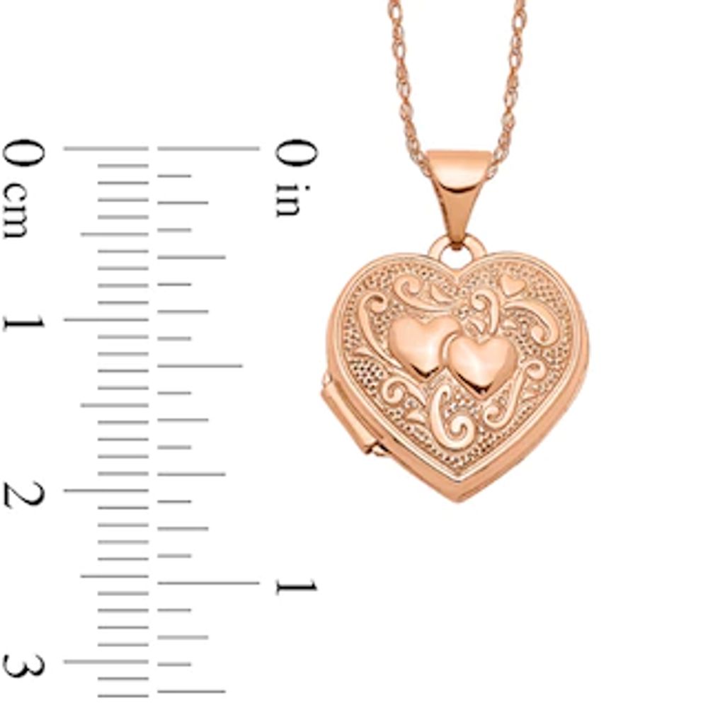 15.0mm Filigree Textured Heart Locket in 14K Rose Gold|Peoples Jewellers