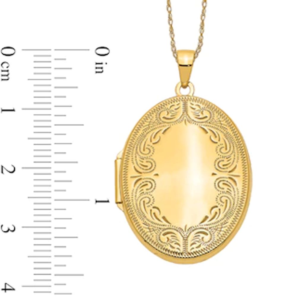 Etched Ornate Frame Vintage-Style Oval Locket in 14K Gold|Peoples Jewellers