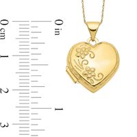 Floral Textured Scallop Frame Reversible Heart Locket in 10K Gold|Peoples Jewellers