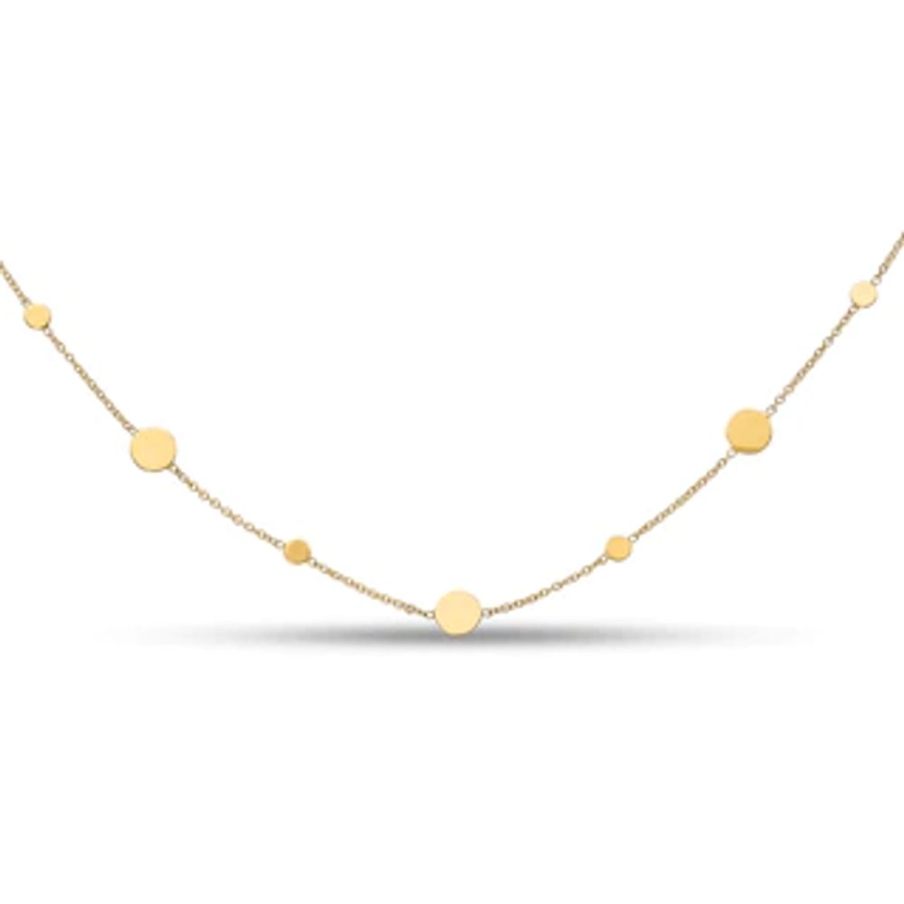 Large and Small Disc Alternating Station Necklace in 14K Gold|Peoples Jewellers