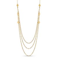 Mini Disc Station Triple Strand Necklace in 14K Gold|Peoples Jewellers