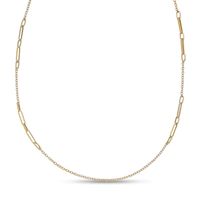 2.3mm Textured Paper Clip Link and Cable Chain Necklace in Hollow 14K Gold - 27.5"|Peoples Jewellers