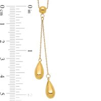 Double Puff Teardrop Lariat Necklace in 14K Gold|Peoples Jewellers