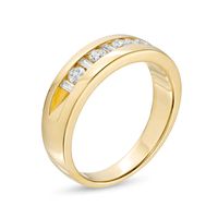 Men's 0.50 CT. T.W. Baguette and Round Diamond Alternating Nine Stone Wedding Band in 10K Gold|Peoples Jewellers