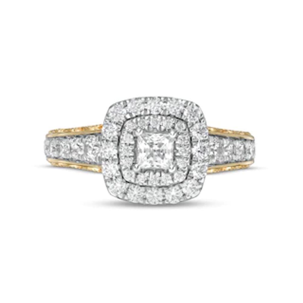 1.25 CT. T.W. Certified Canadian Princess-Cut Diamond Double Frame Engagement Ring in 14K Gold (I/I1)|Peoples Jewellers