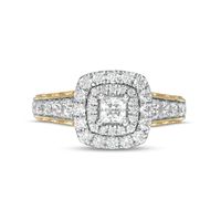 1.25 CT. T.W. Certified Canadian Princess-Cut Diamond Double Frame Engagement Ring in 14K Gold (I/I1)|Peoples Jewellers