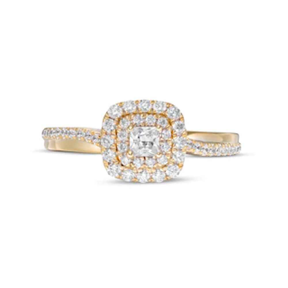 0.45 CT. T.W. Princess-Cut Diamond Double Frame Engagement Ring in 14K Gold (I/I2)|Peoples Jewellers