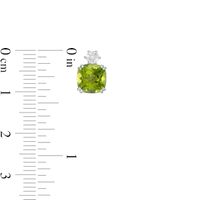 7.0mm Cushion-Cut Peridot and White Lab-Created Sapphire Accent Stud Earrings in 10K White Gold|Peoples Jewellers