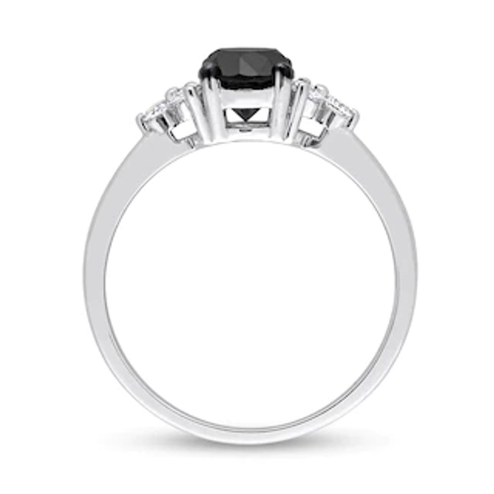 1.21 CT. T.W. Black Enhanced and White Diamond Tri-Sides Engagement Ring in 10K White Gold|Peoples Jewellers