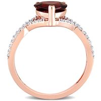 8.0mm Heart-Shaped Garnet and 0.20 CT. T.W. Diamond Twist Split Shank Ring in 14K Rose Gold|Peoples Jewellers