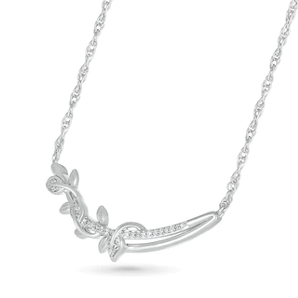 0.085 CT. T.W. Diamond Twisted Vine Branch Necklace in Sterling Silver|Peoples Jewellers