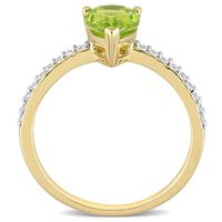 Pear-Shaped Peridot and 0.14 CT. T.W. Diamond Ring in 14K Gold|Peoples Jewellers