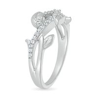 0.145 CT. T.W. Diamond Twist Leaf Ring in Sterling Silver|Peoples Jewellers