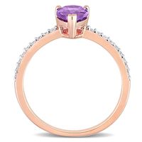 Pear-Shaped Amethyst and 0.14 CT. T.W. Diamond Ring in 14K Rose Gold|Peoples Jewellers