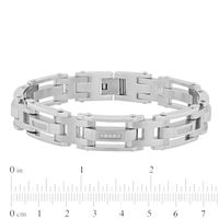 Men's 0.15 CT. T.W. Diamond Multi-Finish Triple Row Link Bracelet in Stainless Steel - 8.5"|Peoples Jewellers