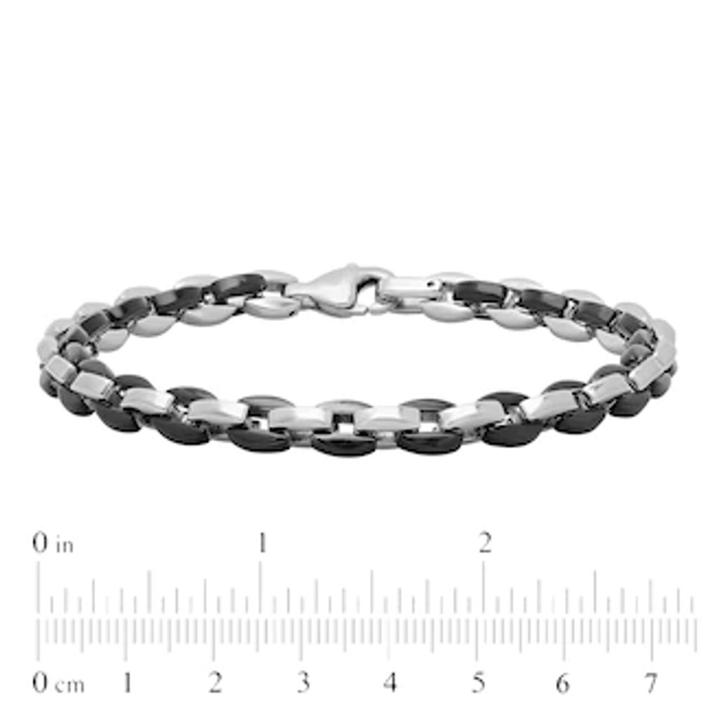 Men's 7.0mm Link Chain Bracelet in Stainless Steel and Black IP - 8.75"|Peoples Jewellers