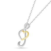 Treble Clef Heart Pendant in 10K Two-Tone Gold|Peoples Jewellers