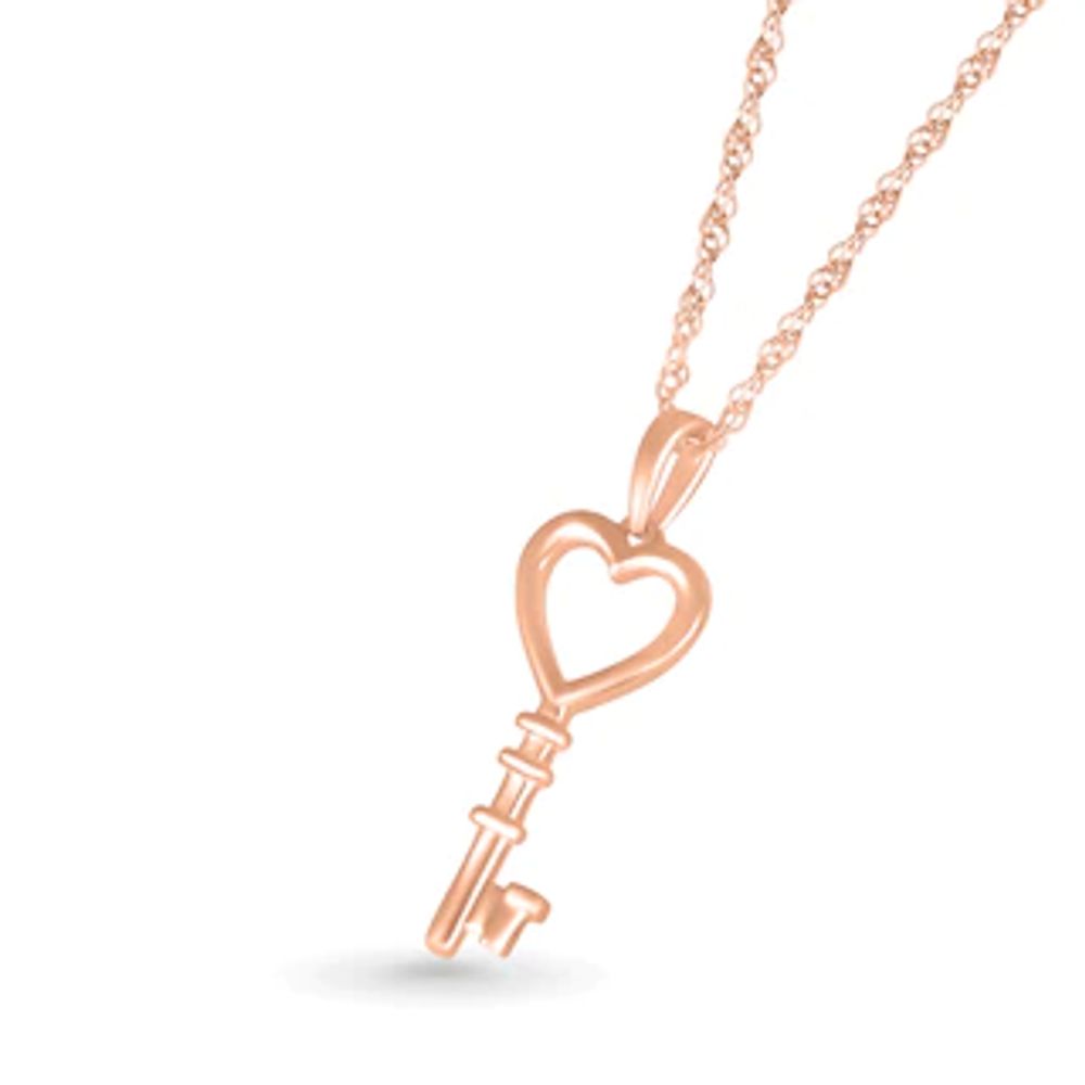 Heart-Top Key Pendant in 10K Rose Gold|Peoples Jewellers