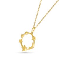 Crescent Moon and Graduated Star Open Circle Drop Pendant in 10K Gold|Peoples Jewellers