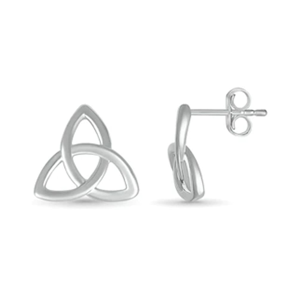 Celtic Trinity Knot Stud Earrings in 10K White Gold|Peoples Jewellers