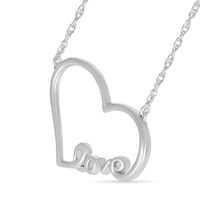 Heart Outline with Cursive "love" Necklace in 10K White Gold - 17.25"|Peoples Jewellers